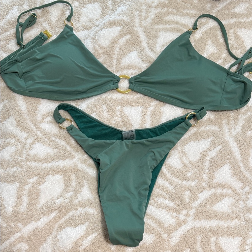 Elegant Teal Bikini Set with Ring Accents